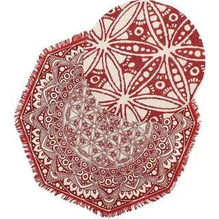 Beliani Mezitili Kurzflorteppich 120 x 120 cm Rot/Weiß