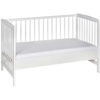 Schardt Beistellbett, Weiß, Holz, Buche, massiv, 65x77x124 cm, Made in Germany, DIN EN ISO 14001, Lattenrost stufenlos höhenverstellbar, zum Gitterbett umbaubar, Babymöbel, Babybetten, Beistellbetten