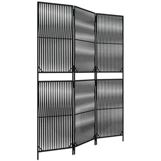 vidaXL Raumteiler Paravent 3-tlg. Schwarz Poly Rattan, 1-tlg. schwarz
