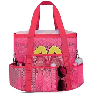 HEFEI XUJIE DIANPU Große Strandtasche Netztasche für Sandspielzeug TragbareMesh Strandspielzeug Tasche Sandspielzeug Netztasche mit Großer Kapazität Geeignet für Pool, Strand, Reisen