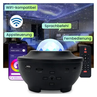 casativo Tischlampe, Laser-Sternenhimmel-Projektor mit Bluetooth Lautsprecher, WiFi, Sprachsteuerung & App-Steuerung mit Tuya oder SmartLife