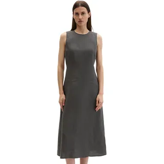 Midikleid MARC O'POLO "mit nahtfeinem Reißverschluss", Damen, Gr. 46, Normalgrößen, oxide grau, Obermaterial: 100% Leinen. Futter: 100% Baumwolle, unifarben, weit wadenlang, Rundhals, normaler Saum, Kleider Midikleid