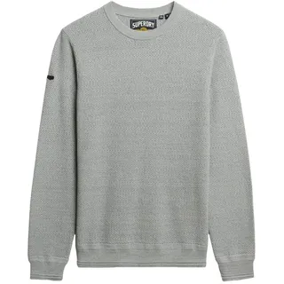 Superdry Herren Strickpullover - Cotton Texture Jumper, Pullover, Rundhals, einfarbig Hellgrau L