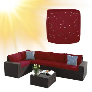 SYLC Draußen Bezüge Für Gartenpolster Wasserabweisende Rattan Sitzkissenbezug Mit Reißverschluss Terrasse Auflagen überwürfe Hussen Für L-Form/Ecke (1 Stück 60×60×10 cm,Wine red)