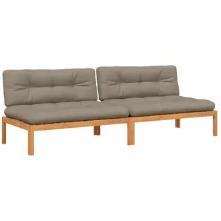 vidaXL Loungesofa Garten-Mittelsofas aus Paletten mit Kissen 2 Stk. nholz, 1 Teile braun