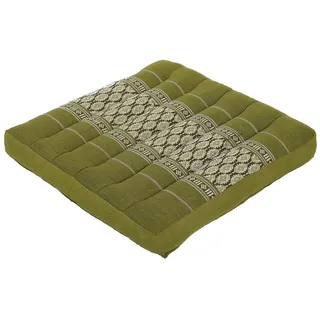 Handelsturm Thai Sitzkissen 37 x 37 x 6 cm, Kissen Auflage mit hochwertiger Füllung aus Kapok, festes Stuhlkissen grün als Auflage für Sitz, Bank oder als Bodenkissen