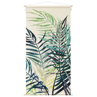Bilderdepot24 Wandteppich modern Aquarell Tropisch grün, rechteckig, Höhe: 2.6 mm, großes Wandbild aus Natur-Baumwolle Wandbehang Stoffbild Tuch Wollseil grün 110 cm x 220 cm x 2.6 mm
