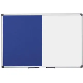 Beschriftungs-Magnettafel und Textil-Pinnwand, weiß/blau, 900 x 600 mm