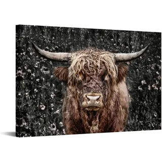 Nachic Wall – Tier Leinwandbild Highland Kuh Bild auf Leinwand Rindergemälde für modernes Wohnzimmer Schlafzimmer Bauernhaus Home Decor Galerie Wrap fertig zum Aufhängen