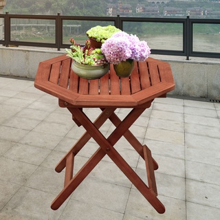 Kleiner Gartentisch Holz Beistelltisch Balkontisch klein rund, klappbar Eukalyptus 100% FSC geölt, DxH 50x50 cm