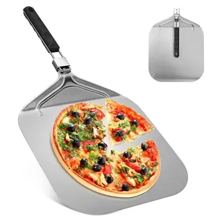 Große Pizzaschaufel, Pizzaschaufel aus Edelstahl, faltbar, Verbrühungsgriff