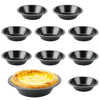 CHUIFAI 10 Stück 12 cm kleine Törtchenform, Mini Törtchen Formen Muffinförmchen Puddding Törtchen Eierkuchenform, Klein Tartelette Förmchen Rund Kuchenbackform zum Backen