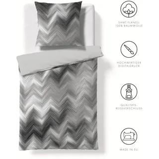 FLEURESSE Valencia Zickzack Grau 155 x 220 cm + 2 x 80 x 80 cm