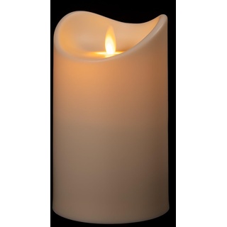 In- & Outdoor LED Kerze mit flackernder Docht-Flamme, Ø 8,9 x 15,3 bis 30 cm, flammenlose Kerzen | Timer, mit beweglicher Flamme, warm-weiß beleuchtet, bis zu 800 Std., creme (ca. Ø 8,9 cm x 15,3 cm)