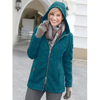 Kapuzenfleecejacke CASUAL LOOKS, Damen, Gr. 54, blau (petrol, meliert), 100% Polyester, meliert, unifarben, figurumspielend, Jacken