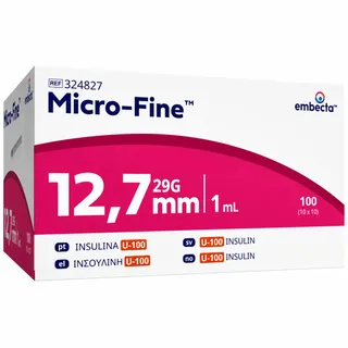 embecta Micro-Fine+ Insulinspritze 1ml 29G x 12,7mm 100 Stück