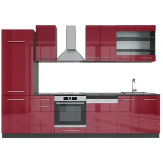 Vicco Küchenzeile Fame-Line 300 cm Bordeaux Hochglanz