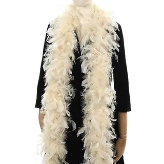 Larryhot 60 g Champagne federboa – 2 Meter Truthahnfeder-Boa für Partys, Weihnachten, Karneval, Maskerade, Karneval, Konzert und Heimdekoration (60 g-Champagne)