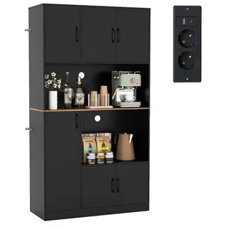 Costway Küchenschrank Buffetschrank 100 x 40 x 180 cm Schwarz