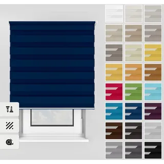 Estika Doppelrollo mit Bohren 55x220 cm Farbe: Sommernacht, Rollo Deckenmontage und Wandmontage Fenster rollos für innen, Jalousien Fenster, Tür Rollo