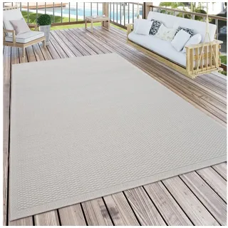 Paco Home Teppich Timber 125, rechteckig, Höhe: 4 mm, Flachgewebe, Sisal Optik, auch als Läufer, In- und Outdoor geeignet weiß 200 cm x 280 cm x 4 mm