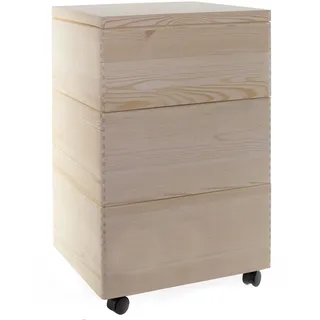 Holzfee Spielzeugkiste Holzkiste TRIO Kiste Holz 40 x 30 cm 3-er Set Stapelkisten Auswahl (mit Rollen)