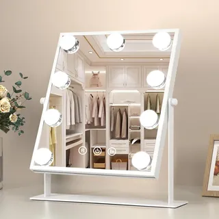 Hollywood Kosmetikspiegel mit Beleuchtung Groß Schminkspiegel 9 LED Licht 3 Farb