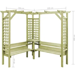 Pergola Holzpergola Gartenpergola mit Bank Kiefernholz Rankhilfe Doppelpergola