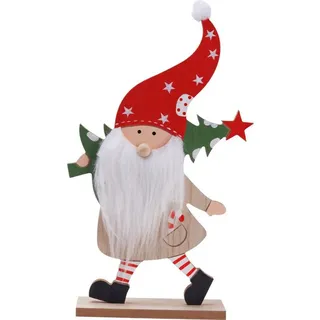 Trendline Dekofigur Holz Weihnachtsmann 32 x 19 cm natur/rot