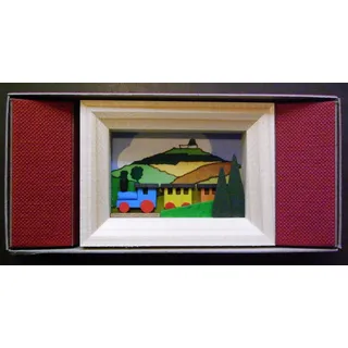 Stübelmacher Gunter Flath Weihnachtsfigur Mini Zündholzschachtel Eisenbahn mit Wagon BxH 2,5 x 1,5 cm NEU bunt