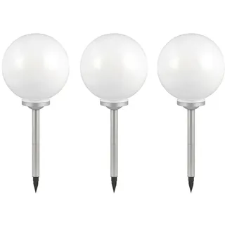 ETC Shop Solarleuchte Kunststoff, Metall 3er Set spritzwassergeschützt weiß