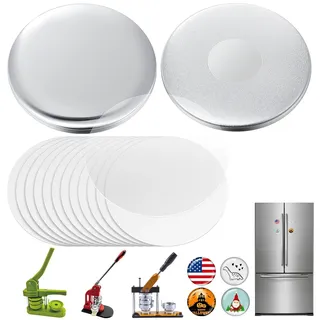 Tellegloww 52 Sets Magnet Button Maker 58 mm (ca. 2-1/4 Zoll) Metall Kühlschrankmagnet Zubehör Runde Abzeichen Pin Button Teile für Kühlschrank Büro Spind Whiteboard Maschine nicht im Lieferumfang