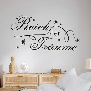 GRAZDesign Wandtattoo Schlafzimmer Reich der Träume Wandaufkleber Sprüche Erwachsene - 99x50cm / 010 weiss