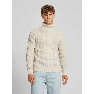Strickpullover mit Zopfmuster, Offwhite, XXL