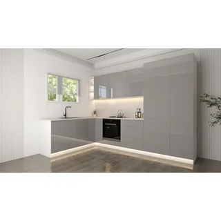 ROYAL24_MARKT Küchenzeile Velmora Winkelküche KÜ04 – Moderne L-Küche ohne Arbeitsplatte, (Komplett Set), Premium - Modern - Exzellent. grau