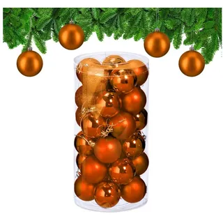 relaxdays Weihnachtsbaumkugel Weihnachtskugeln im 30er Set (30 St), orange orange|silberfarben