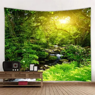 RAILONCH Wald Wandteppich Digitaldruck Tapestry Wandbehang Weiches Mikrofaser Stoff Throw Bedspread Queen Bed Dorm Décor (B,180x230cm)
