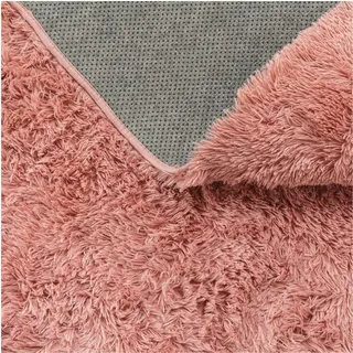 TT Home Hochflorteppich 160 x 160 cm Rosa/Braun