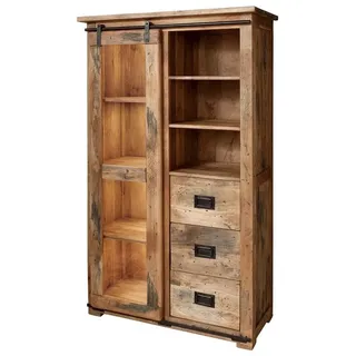 Massivmoebel24 Vitrine RAILWAY 100 x 45 x 175 cm Beige