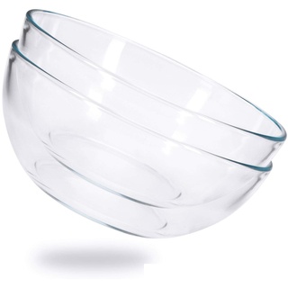 ChasBete Salatschüssel Glas Servierschalen Set, 2er Kristallglas Glasschüssel, Dessertschalen Glas, Obstschale Glas, Ø20 cm