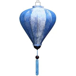Vietnamesisch Oriental Silk Bambus Handcrafted Laterne-Lampe Chinese Cyan 9'' S V3