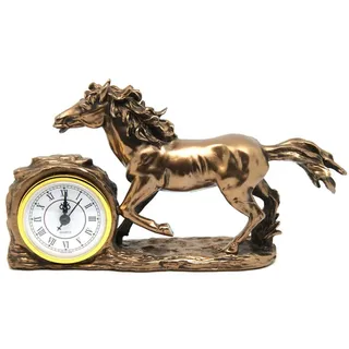 Queen Isabell Tischuhr Galoppierendes Pferd Figur Braune Tischdekoration goldfarben
