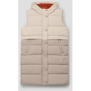 s.Oliver Outdoorjacke Outdoor-Weste Lange Steppweste in Colour-Blocking-Optik beige