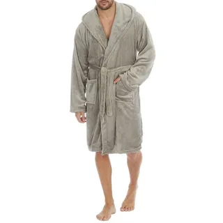 Badekönig Herrenbademantel Mikrofaser, Kapuze, Gürtel, Langform grau 5XL