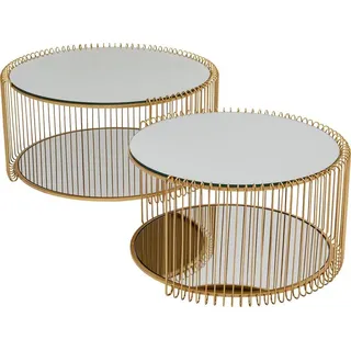 KARE DESIGN Couchtisch Wire Double 87674 2er Set Glas Gold Messing
