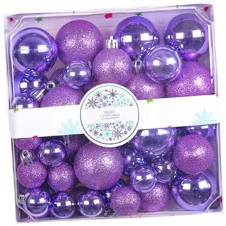 Milageto 44 Stück Weihnachtskugeln, Ornamente, Christbaumschmuck mit Loch zum Aufhängen, Weihnachtskugeln in Großpackung für Feste, Lila