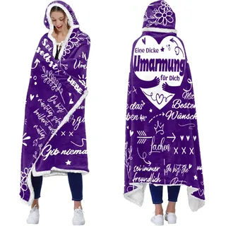Beste Freundin Geschenke, Umarmung Decke mit Ärmeln Komfort-Stil Lila | Geschenk Freundin Geburtstag, Geschenke für Freundin Frauen Schwester Mama zum Weihnachten Geburtstag