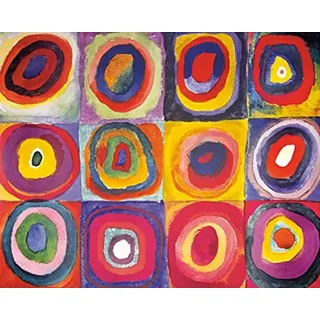 1art1 Wassily Kandinsky Poster Farbstudie, Quadrate Mit Konzentrischen Ringen, 1913 Bilder Leinwand-Bild Auf Keilrahmen | XXL-Wandbild Poster Kunstdruck Als Leinwandbild 50x40 cm