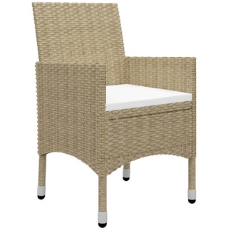 Gartenlounge Set Gartenmöbel-Set 3-tlg. Bistro-Set Poly Rattan und Hartglas Beige