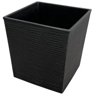 Engelland Pflanzkübel Blumentopf aus recyceltem Kunststoff & Holz (WPC), Rillenoptik (UV-beständig, wetterfest, quadratisch), Blumenkübel für Garten, Balkon, Terrasse, Innen- und Außenbereich schwarz 18.5 cm x 19.5 cm x 18.5 cm